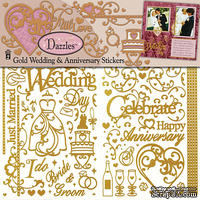 Набор наклеек-высечек HOTP - Wedding Scrap Dazzle Gld, 3 листа, размер 15,2х23 см, 138 шт., цвет золото. - ScrapUA.com