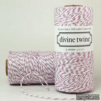 Хлопковый шнур от Divine Twine - Purple Plum, 1 мм, цвет фиолетовый/белый, 1м