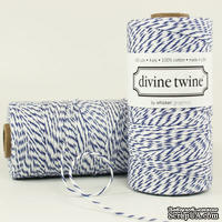 Хлопковый шнур от Divine Twine - Blueberry, 1 мм, цвет голубой/белый, 1м