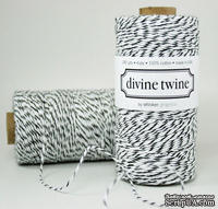 Хлопковый шнур от Divine Twine - Black Licorice, 1 мм, цвет черный/белый, 1м - ScrapUA.com