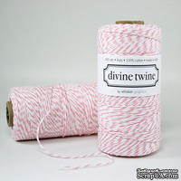 Хлопковый шнур от Divine Twine - Cotton Candy Pink, 1 мм, цвет розовый/белый, 1м