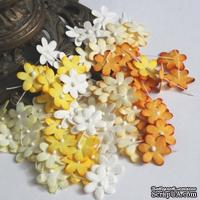 Плоские цветочки, микс цветов: желтый, 1,5 см - ScrapUA.com