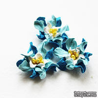 Гардения, цвет: голубой с синим, диаметр 2 см, 5 шт. - ScrapUA.com