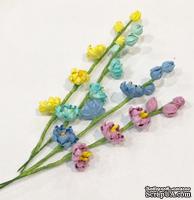 Веточка с цветочками, 13,5 см, 3 цветочка, 3 бутона, 1 шт.