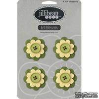 Набор цветов из фетра Jillibean Soup - Felt Blossoms - Green - ScrapUA.com