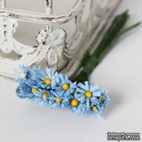 Хризантемы, голубые, цветочек 15 мм, стебелек 10 см, 10 шт.