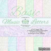 Набор скрапбумаги LemonCraft - Music Letters Basic, фоновые дизайны, 30х30 см, с бонусом - ScrapUA.com