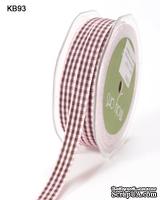 Лента SOLID/CHECK, ширина 9,5мм, цвет PINK/BROWN, 90см - ScrapUA.com
