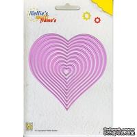 Набор лезвий Nellie Snellen - Multi Frame Die - Nested Heart, 10 штук - ScrapUA.com
