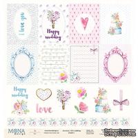 Лист двусторонней скрапбумаги  от Mona Design -  Cards1 - Chic wedding, 30x30см - ScrapUA.com