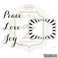 Набор акриловых штампов Lesia Zgharda N063 PEACE LOVE JOY + FRAME - ScrapUA.com