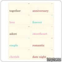 Мини флэш-карточки со словами &quot;Mini Anniversary One Word&quot;, цвет красный, розовый, шоколадый и тил, размер: 2,5х5см, 10 шт. - ScrapUA.com