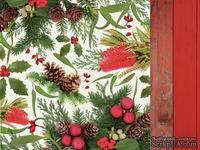 Двусторонний лист скрапбумаги от Kaisercraft - Basecoat Christmas Collection - Flora, 30 x 30 см.