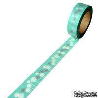 Бумажный скотч на клеевой основе, голубой в цветах, 15мм х 10м - ScrapUA.com