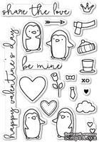 Штампы от Poppystamps - Be Mine Penguins clear stamp set - ScrapUA.com