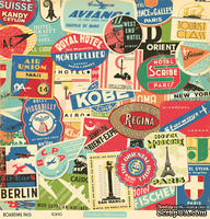 Лист двусторонней скрапбумаги от October Afternoon - “Boarding Pass” Collection - Tokyo, 30х30 - ScrapUA.com