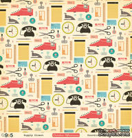 Лист двусторонней скрапбумаги от October Afternoon - “9 to 5” Collection -Supply Closet, 30х30 - ScrapUA.com