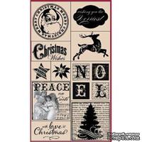 Набор резиновых штампов Hampton Art - Peace on Earth, на деревянном блоке, 10 штук - ScrapUA.com