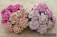 Чайная роза, цвет 4 розовых оттенка, диаметр - 40мм, 4 шт.