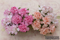 Садовая роза, цвет 4 розовых оттенка, диаметр - 25мм, 20 шт.