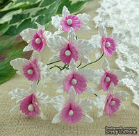 Орхидеи, цвет белый с нежно-розовым, размер - 22х30мм, 5 шт.