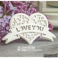 3d чипборд ScrapBox - Сердце с лентой Dm-003 - ScrapUA.com