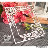 Чипборд ScrapBox - прямоугольная рамка с цветами и птичкой Hr-133 - ScrapUA.com