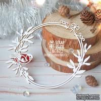 Чипборд ScrapBox - Круглая рамка с омелой и снегирем Hr-167 - ScrapUA.com