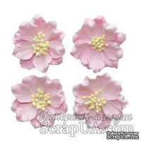 Гардении нежно-розовые, Набор цветов из шелковичной бумаги 4 шт., диаметр 5см