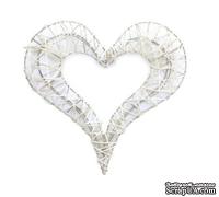 Декоративное сердечко на метал. каркасе, белое, 22см
