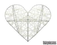 Декоративное сердечко на метал. каркасе, белое, 25см