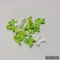 Микс волнистых цветочков, зеленый, салатовый, белый, 30-33 мм, 20 шт