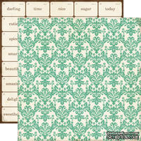 Лист двусторонней скрапбумаги от Echo Park Paper This and That Teal Damask