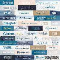 Лист односторонней бумаги от Scrapmir - Надписи - Blue & Blush RU, 20х20см