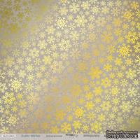 Лист односторонней бумаги с золотым тиснением от Scrapmir - Золотая Метелица - Rustic Winter, 30x30 см