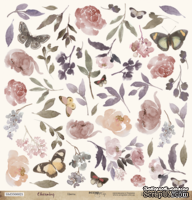 Лист односторонней бумаги для вырезания от Scrapmir - "Цветы" из коллекции Charming (Очарование), 30x30см