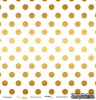 Лист односторонней бумаги с золотым тиснением от Scrapmir - "Golden Dots White" из коллекции Every Day, 30x30 см