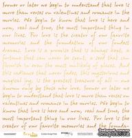 Лист односторонней бумаги с золотым тиснением от Scrapmir - "Golden Script Pink" из коллекции Every Day, 30x30 см