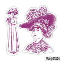 Лезвия и штампы - Sizzix - Framelits Die Set  w/Stamps - Lady w/Hats Set, 2 шт.