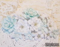 Набір квітів з тканини (15 шт), світло м&#039;ятний, 2,5 см - 4,5 см - ScrapUA.com