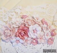 Набір квітів з тканини, рожево-пудровий, 2,5 см - 5 см, (18 шт.) - ScrapUA.com