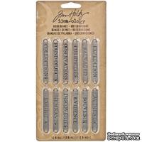 Полосы металлические от Tim Holtz - Idea-ology - OBSERVATIONS- Word Bands, 0,9x5,7 см