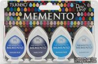 Набор чернил для штампинга Tsukineko - Memento Dew Drops - Ocean, 4 шт.