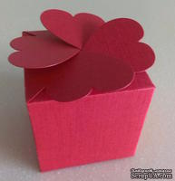Подарочная коробочка - &quot;клевер&quot;, красная,  sirio tela lampone, 58х58х58 мм, 1 шт. - ScrapUA.com