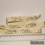 Лента от Thailand - Pink Happy Handmade Print Cotton Ribbon Label String, 1 метр - ScrapUA.com