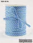 Лента Solid/Diagonal Stripes, цвет голубой/белый, ширина 3 мм, длина 90 см - ScrapUA.com