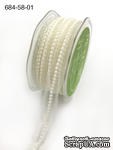 Кружево с жемчужинками - Sheer Lace Trim with Pearl Center Ribbon with Scalloped Edge, ширина 16мм, длина 90 см - ScrapUA.com