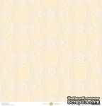 Лист скрапбумаги с бархатным напылением от Anna Griffin Paper - Eleanor Flocked Cream, 30 x 30 - ScrapUA.com