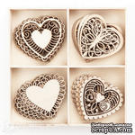 Набор деревянных украшений dpCraft (Dalprint) - Hearts, 20 шт. - ScrapUA.com