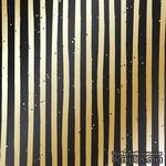 Лист односторонней бумаги с фольгированием Golden Stripes Black 30,5х30,5 см, ТМ Фабрика Декора - ScrapUA.com
